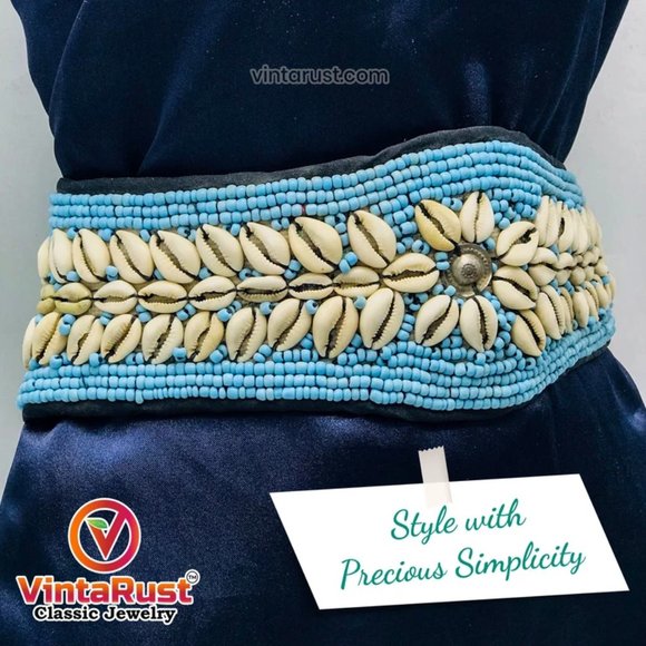 Vintage Afghan Beaded Shell Belt: Tribal Belly Dance Jewelry main image 6